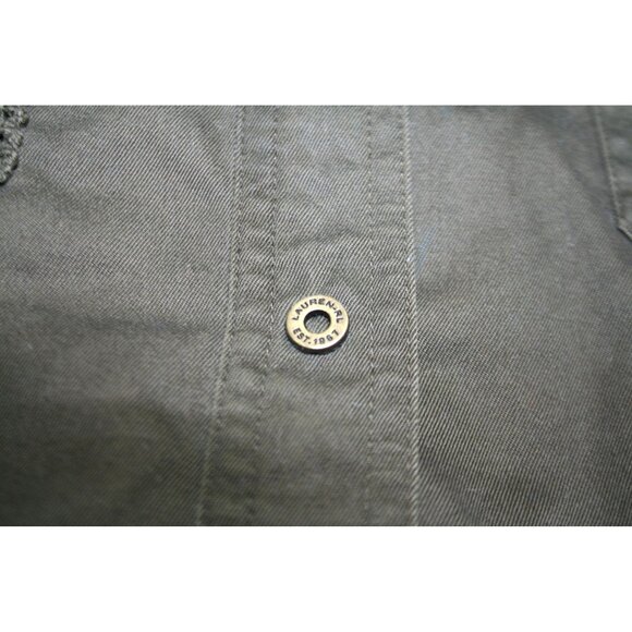 LRL Ralph Lauren Women L Military Style Utility Shirt Olive Green Safari Grunge - Picture 6 of 10